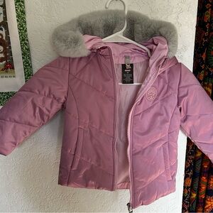 Gerry Weber Light Purple Kids Puffer Jacket with Faux Fur Hood